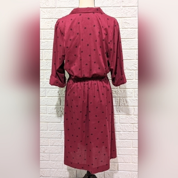VINTAGE Shirtwaist Pin Up Day Dress Semi Sheer Rockabilly Button Up Collared S-L - Picture 8 of 15